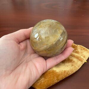 Golden ΗēaΙer quartz crystal gemstone sphere 2-1/2" new age meditation